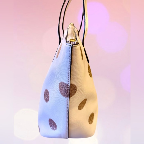 Kate Spade Haven Lane Hani Plum Dawn Glitter Polka Dots Tote - Picture 3 of 10